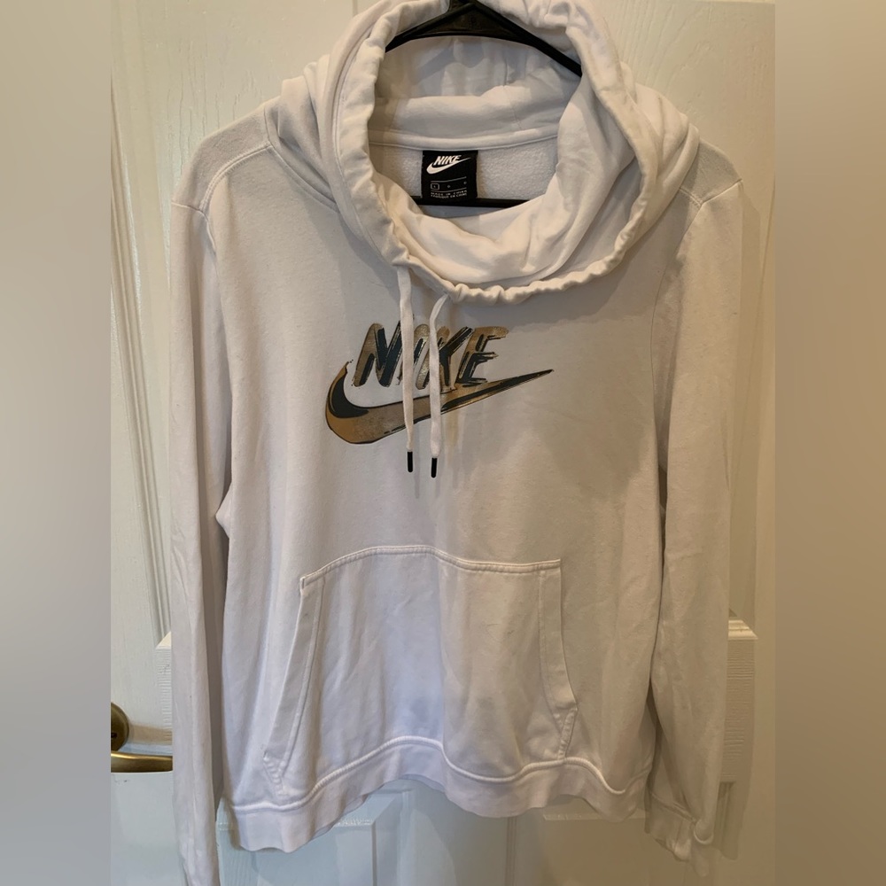 White and Gold Nike hoodie size Medium